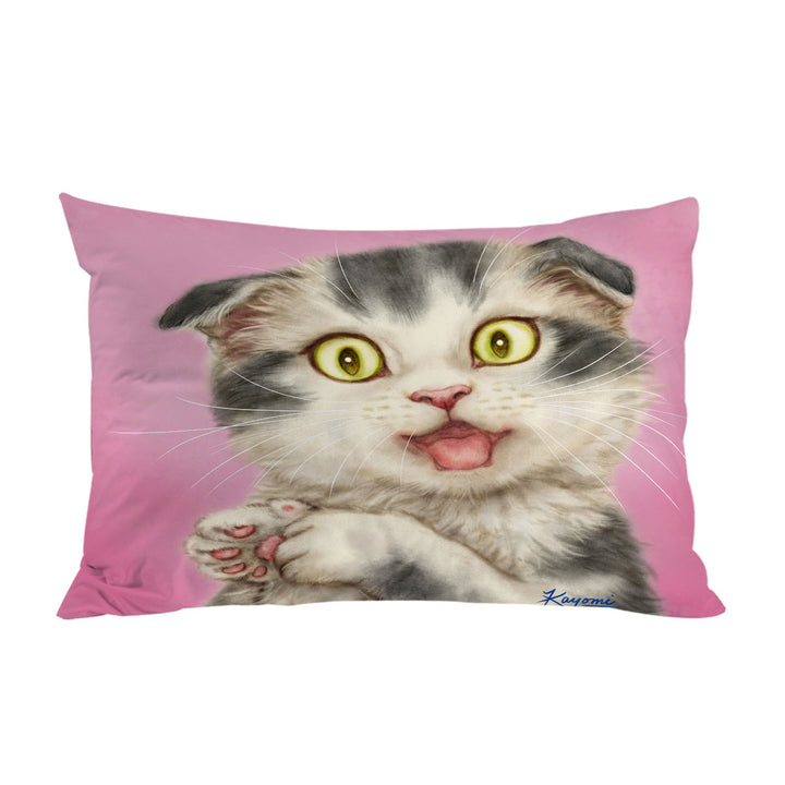 Kittens Cute Drawings Grey Scottish Fold Cat Pillowcase