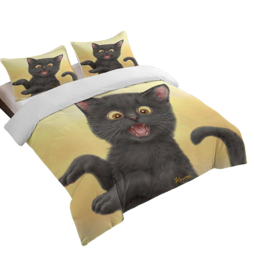 Kittens for Children Happy Little Black Cat Duvet Covers