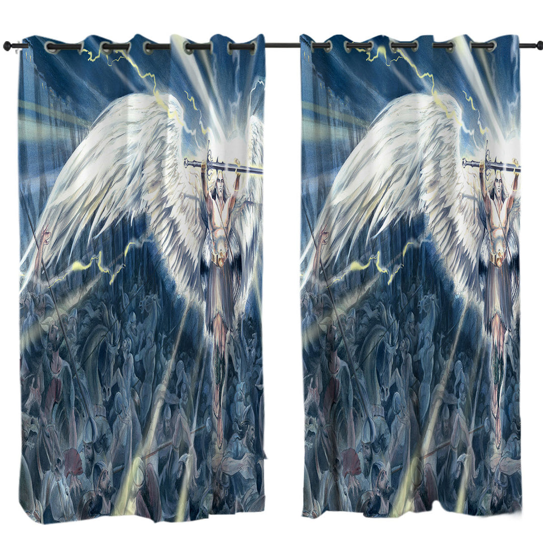 Knight Angel Michael vs Assyrians Drapes for Living Room