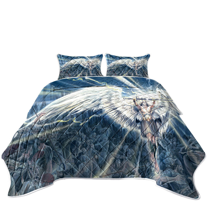 Knight Angel Michael vs Assyrians King Size Quilt
