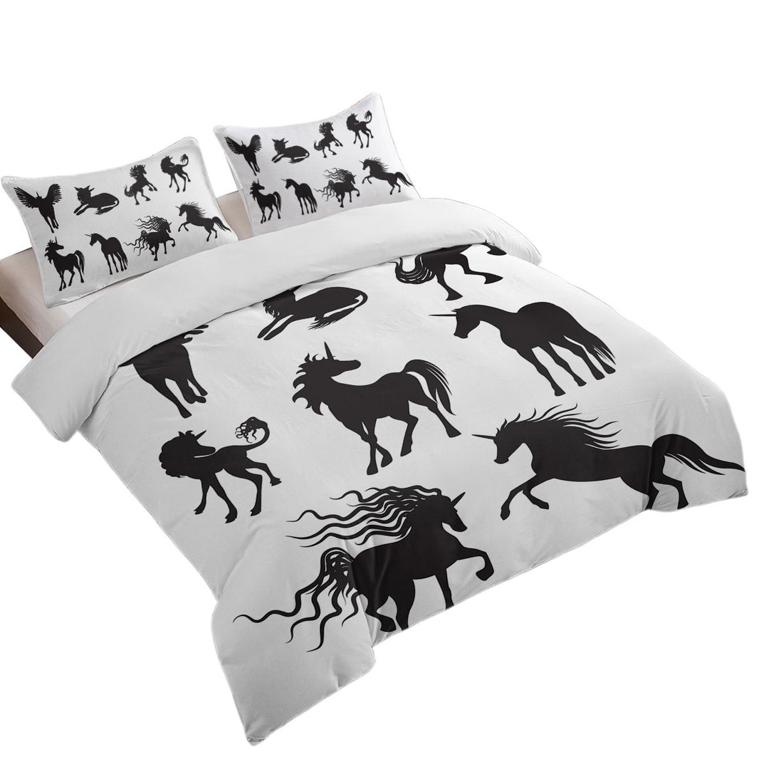 Legendary Unicorn Silhouettes Duvet Cover