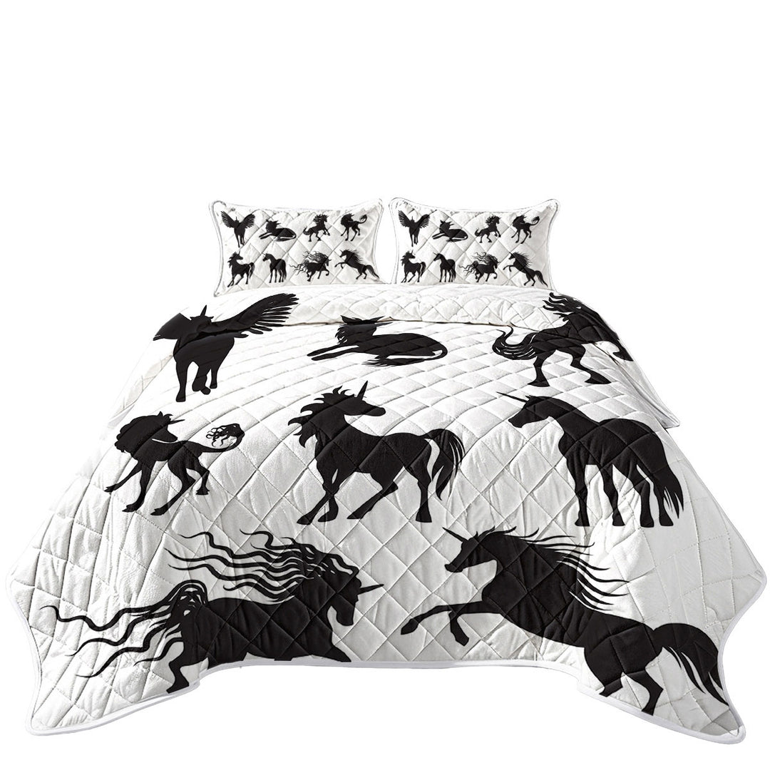 Legendary Unicorn Silhouettes Twin Quilt