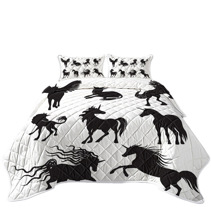 Legendary Unicorn Silhouettes Twin Quilt