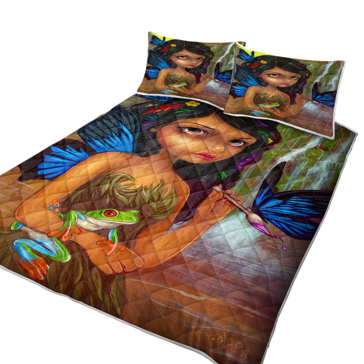 Lela the Rain Forest Artist Butterfly Fairy King Size Bedspreads
