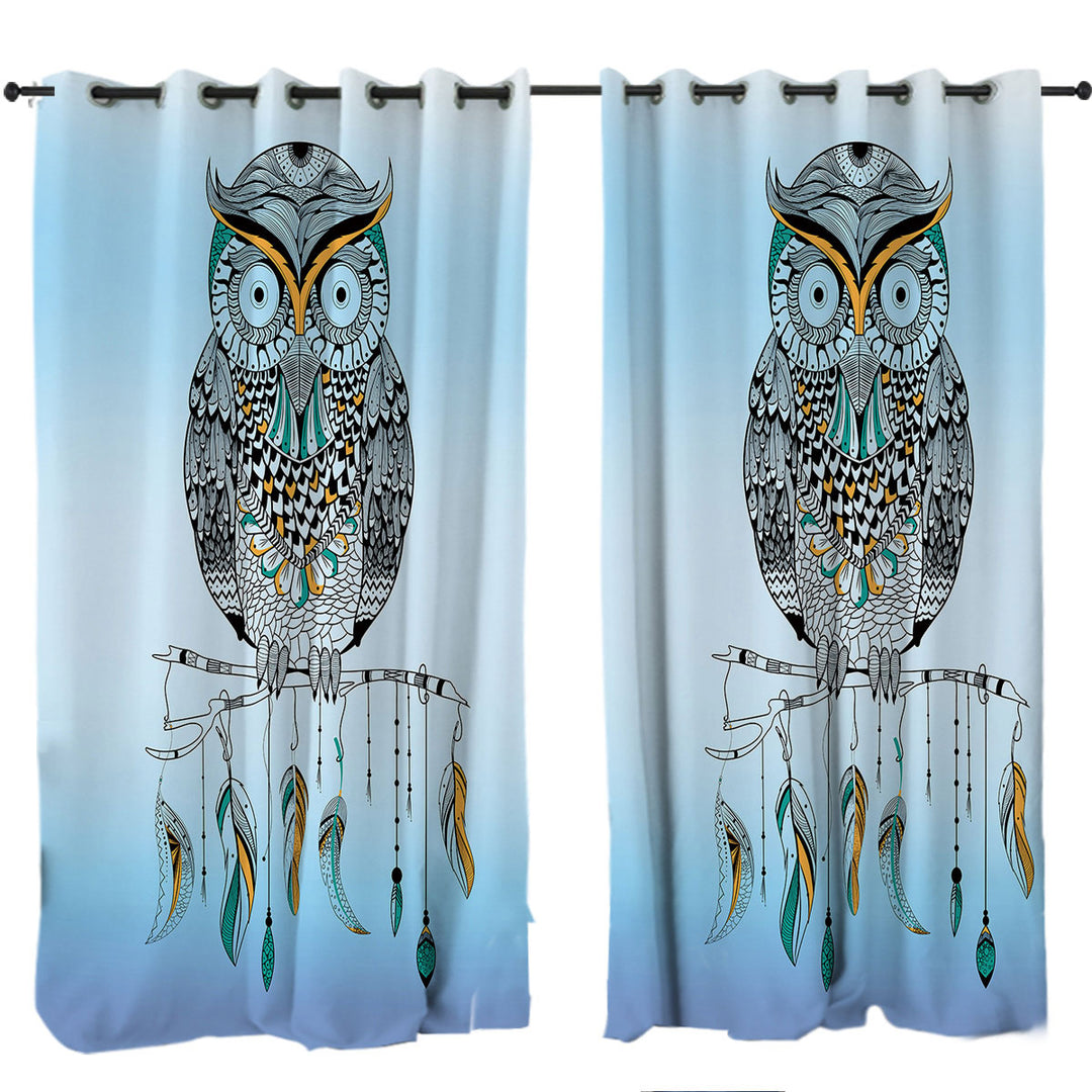 Light Blue Native Owl Drapery