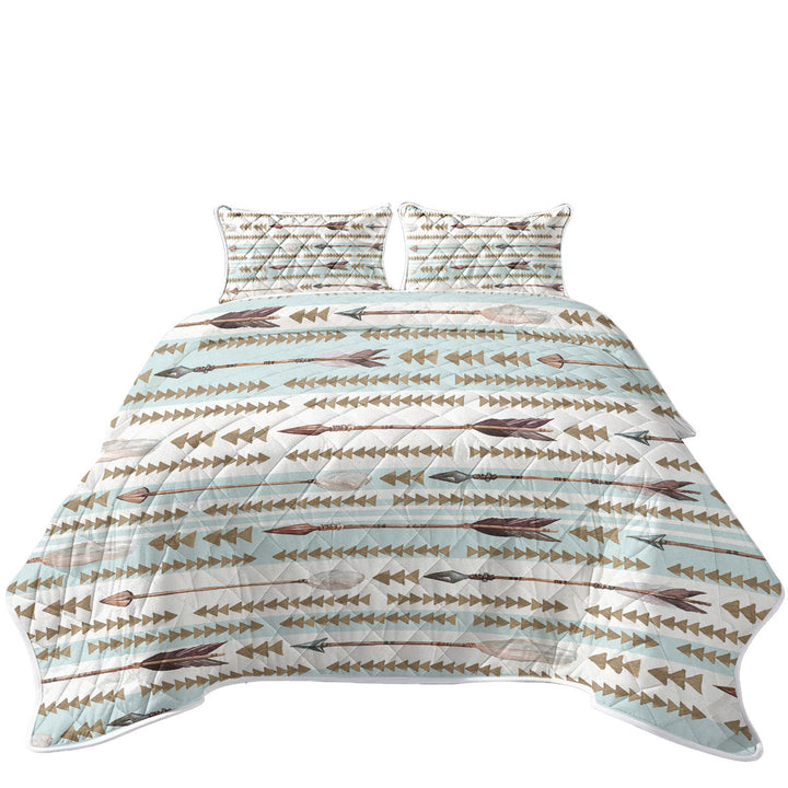 Light Blue Stripes Arrows Design King Quilt