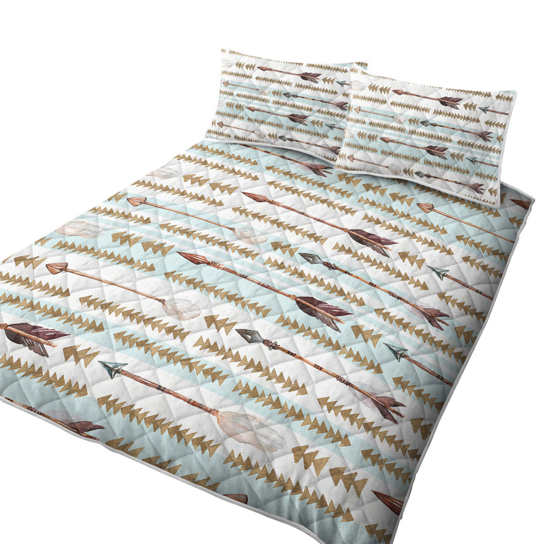 Light Blue Stripes Arrows Design Quilts for sale
