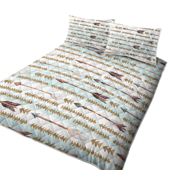 Light Blue Stripes Arrows Design Quilts for sale