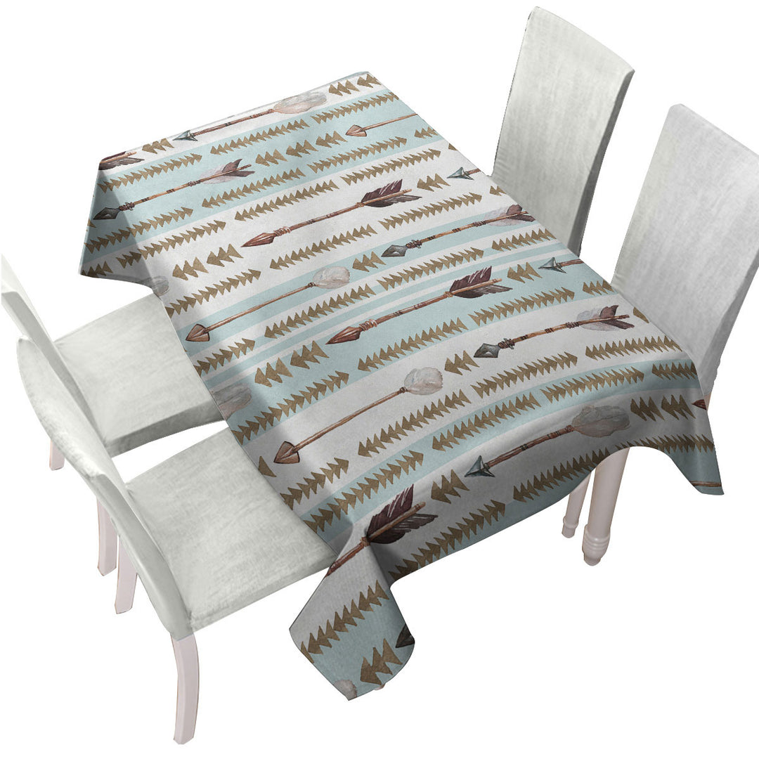 Light Blue Stripes Arrows Design Table Cover