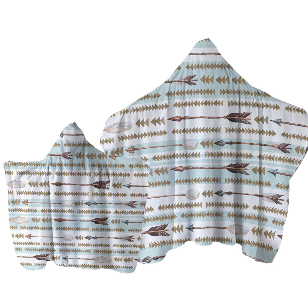 Light Blue Stripes Arrows Design Towel with Hood