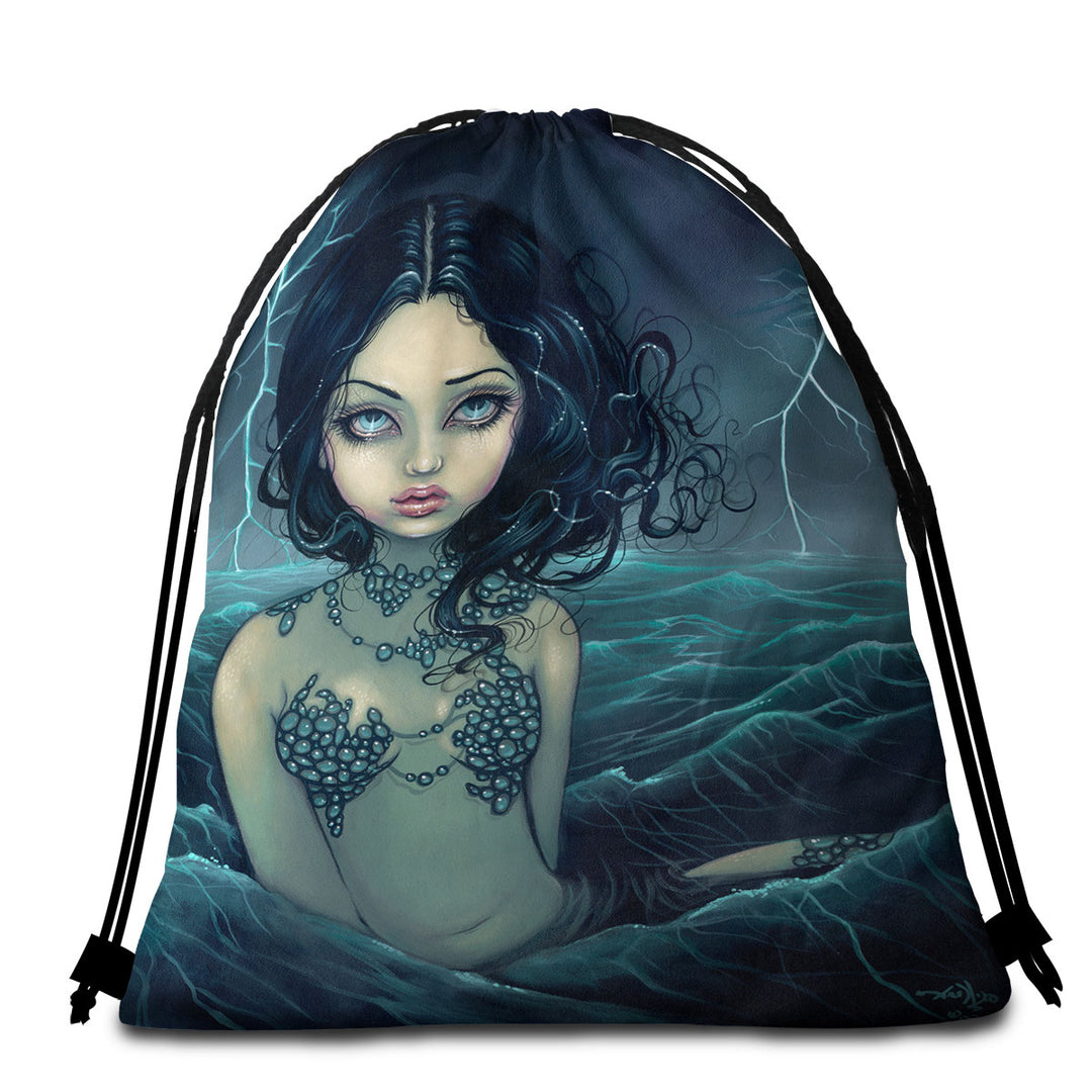 Lightning Microfiber Beach Towel Sea Storm The Luminous Eyed Mermaid