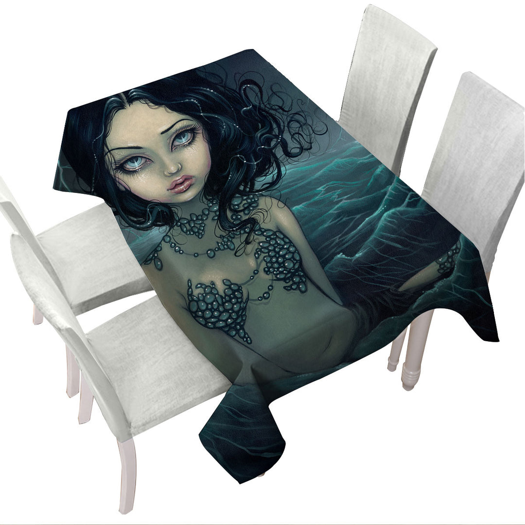 Lightning Sea Storm The Luminous Eyed Mermaid Tablecloth