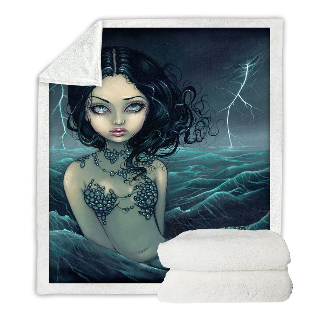 Lightning Sherpa Blanket Sea Storm The Luminous Eyed Mermaid