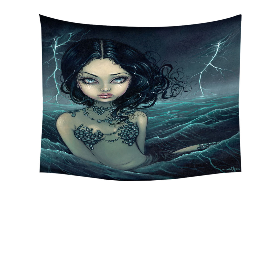 Lightning Tapestry Wall Decor Sea Storm The Luminous Eyed Mermaid