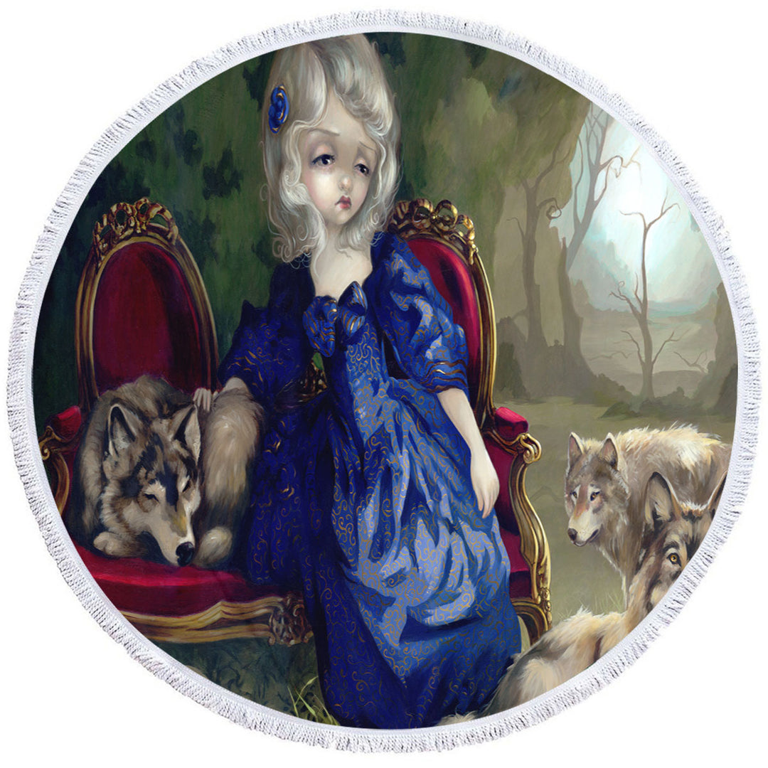 Lightweight Beach Towel with Loup Garou Fine Art the Sadness Girl and Wolves