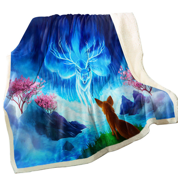 Lightweight Blankets with Animal Fantasy Art Wisdom Lake Fox