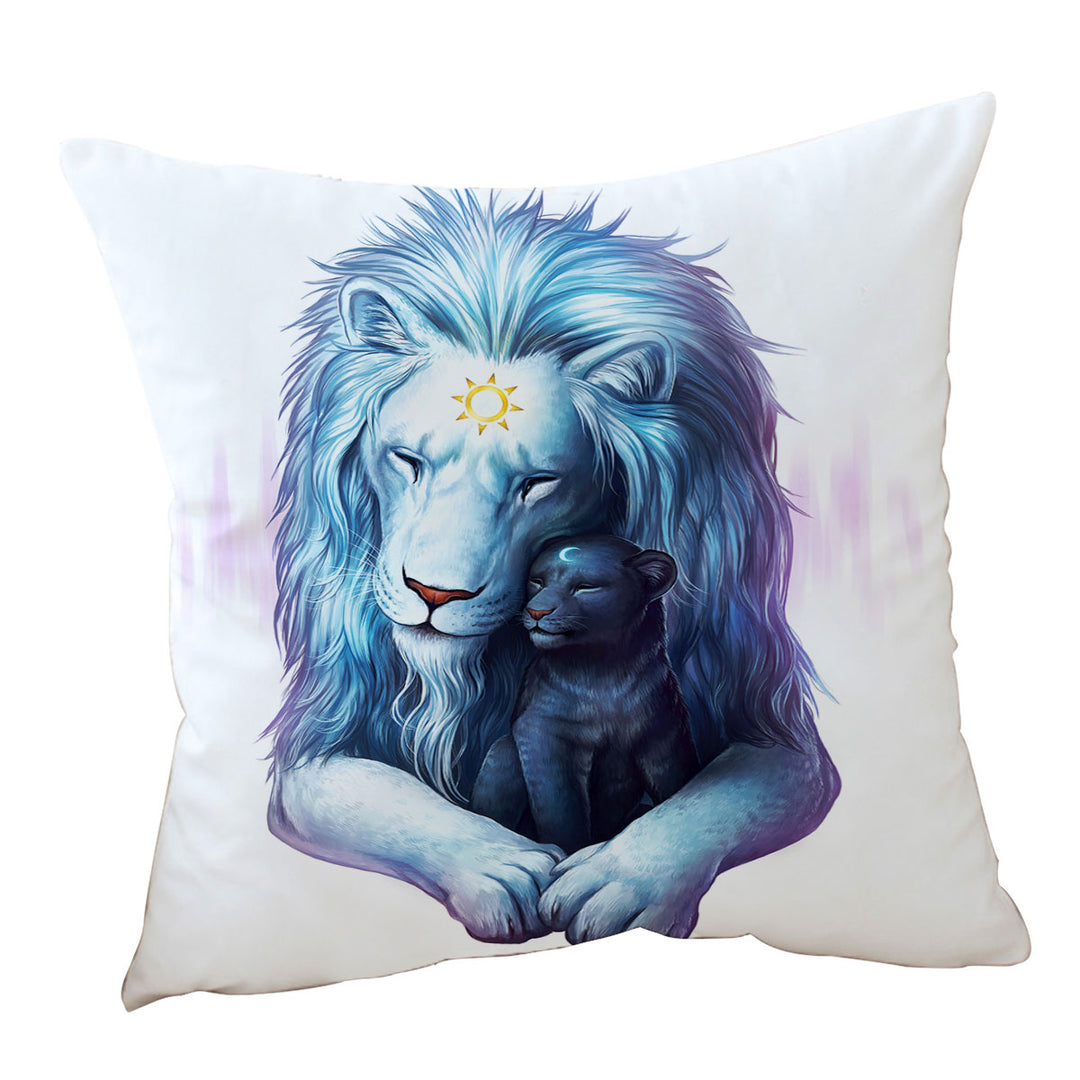 Lion Cushion Covers with Child of Light Sun Moon Cub and Lion