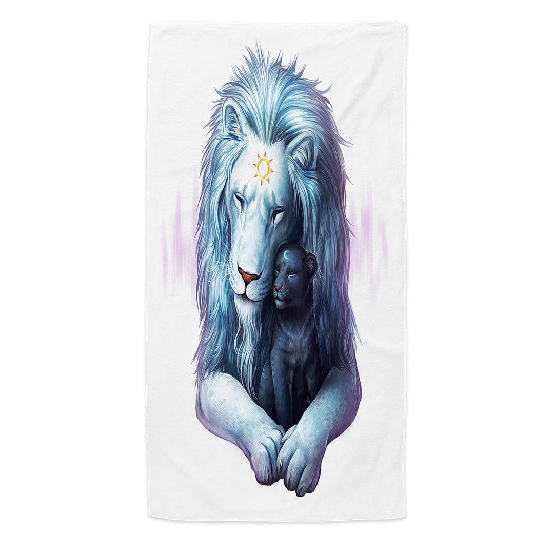 Lion Pool Towels with Child of Light Sun Moon Cub and Lion