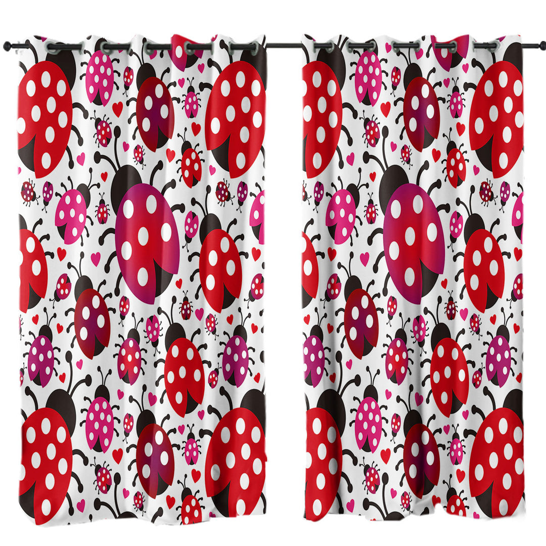 Little Hearts and Ladybugs Curtains