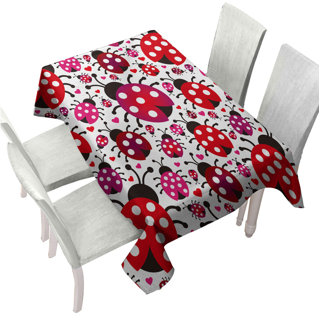 Little Hearts and Ladybugs Custom tablecloths