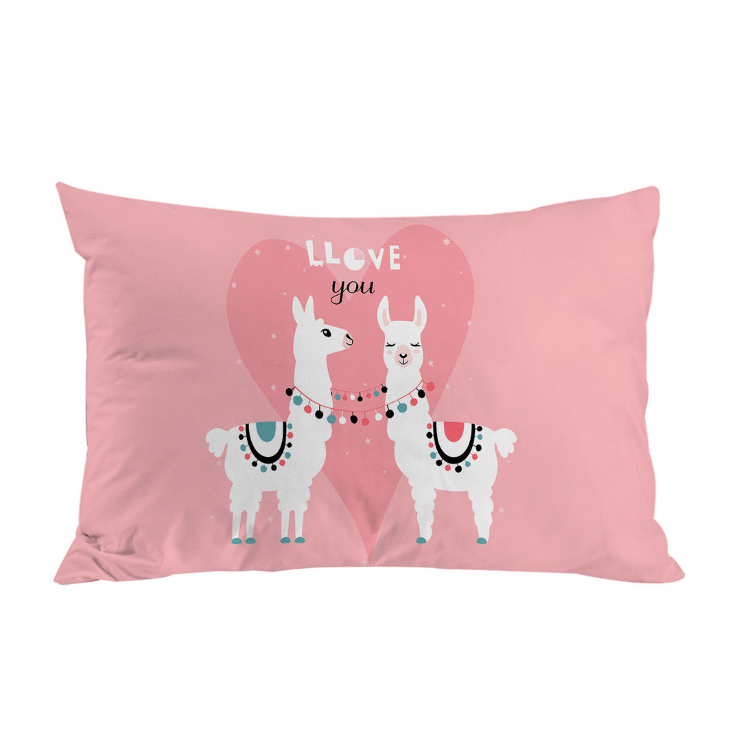 Llove You_ Cute Llamas Love Pillow Cases