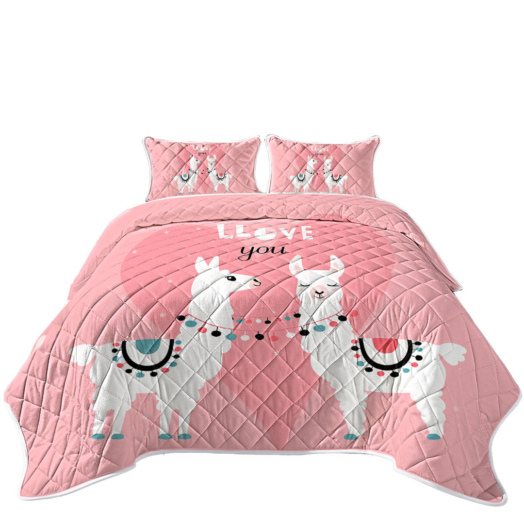 Llove You_ Cute Llamas Love Quilts