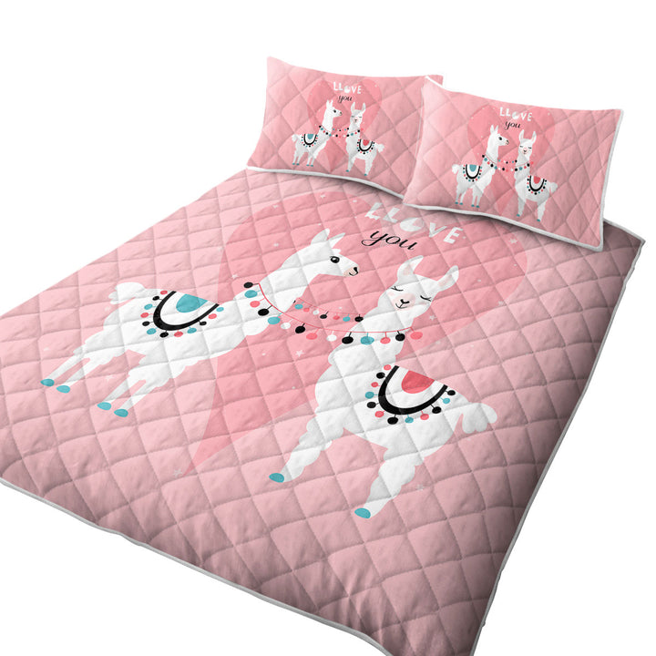 Llove You_ Cute Llamas Love Twin Quilt