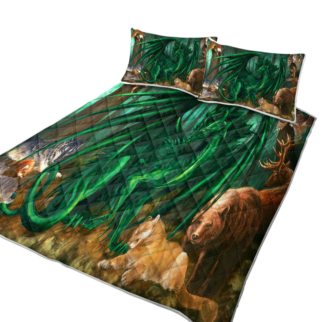 Lord of the Forest Animals the Green Dragon King Size Bedspreads