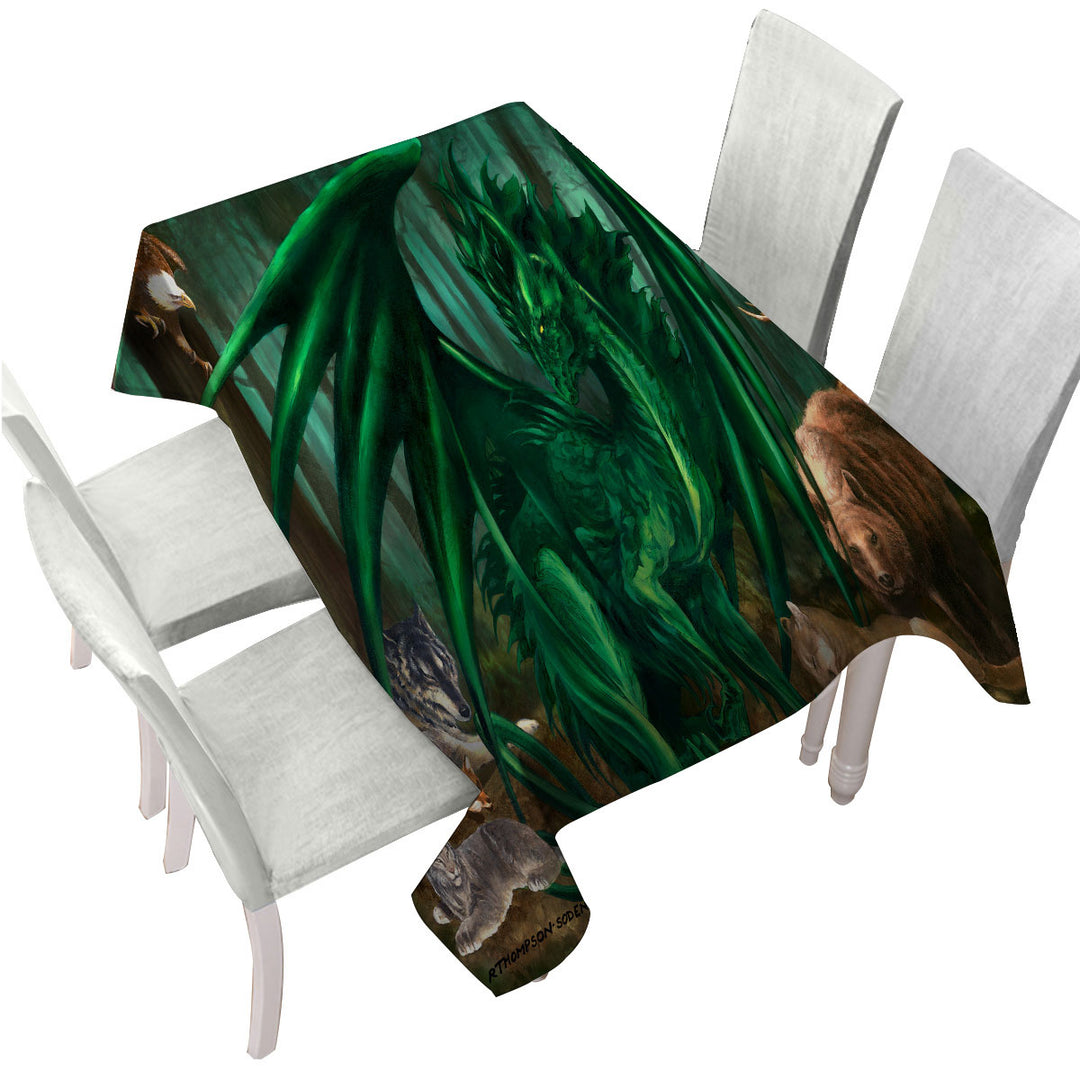 Lord of the Forest Animals the Green Dragon Table Cover