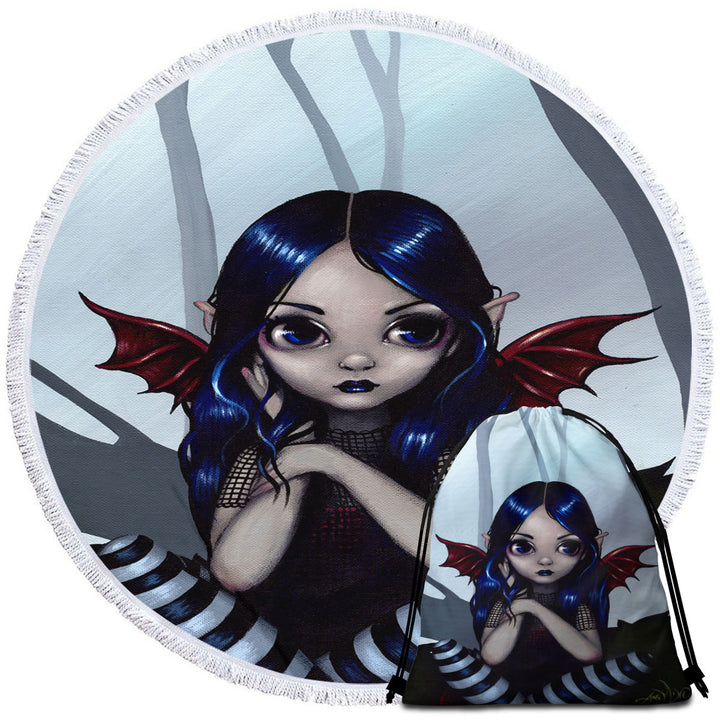 Lost_ But Not Worried Little Goth Fairy Microfiber Beach Towel