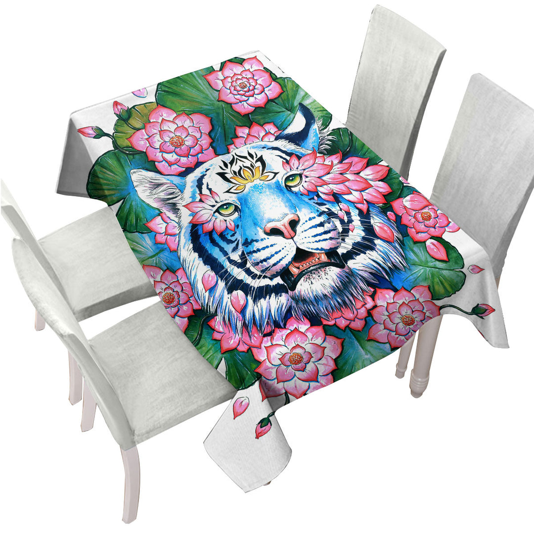 Lotus Effect Tropical Tiger Custom table cloth