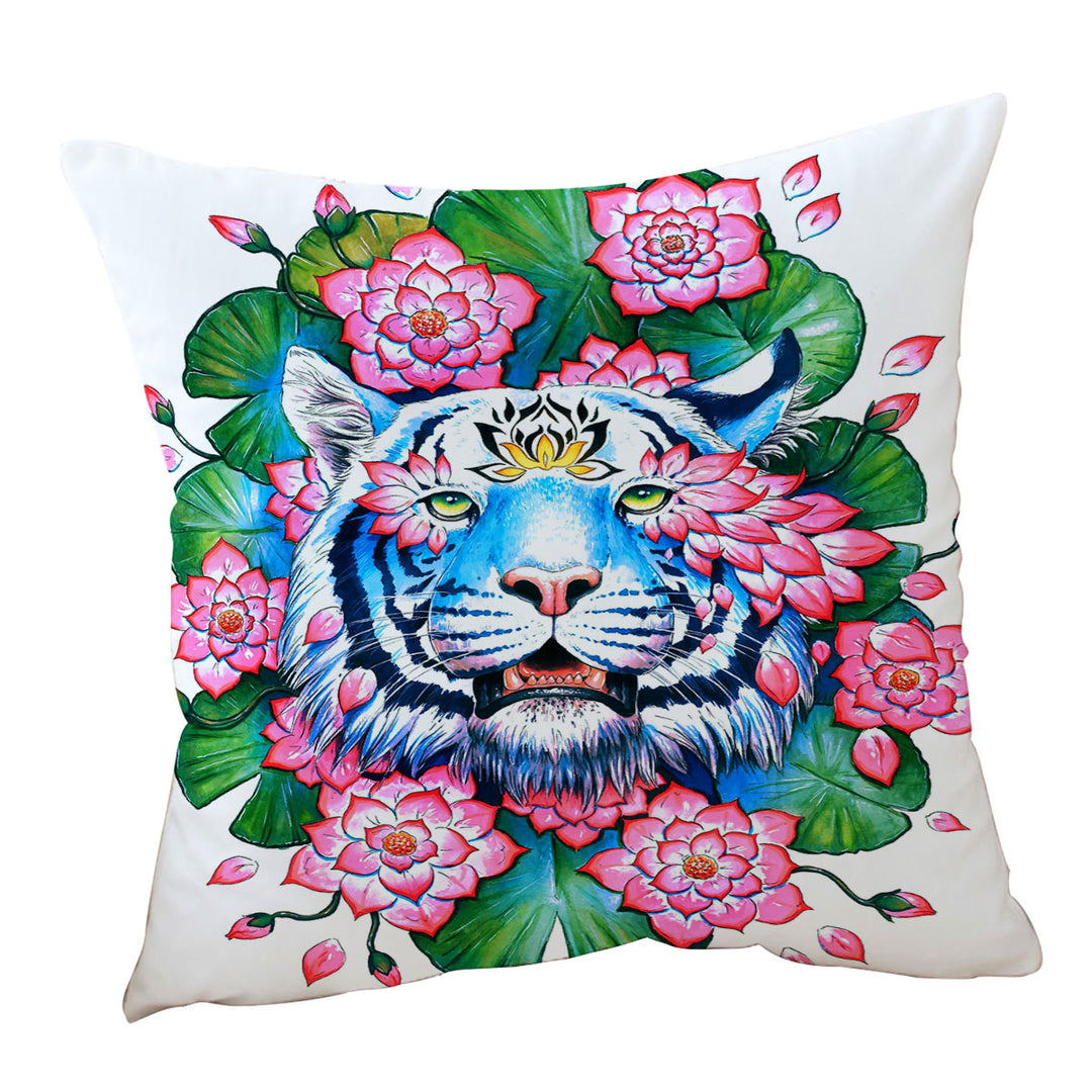 Lotus Effect Tropical Tiger Throw Pillow