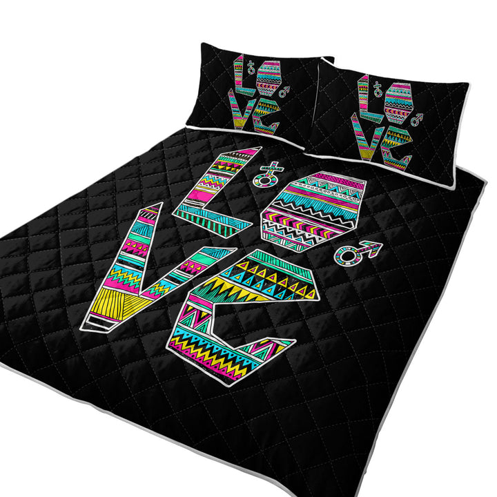 Love Multi Colored Pattern Coverlet