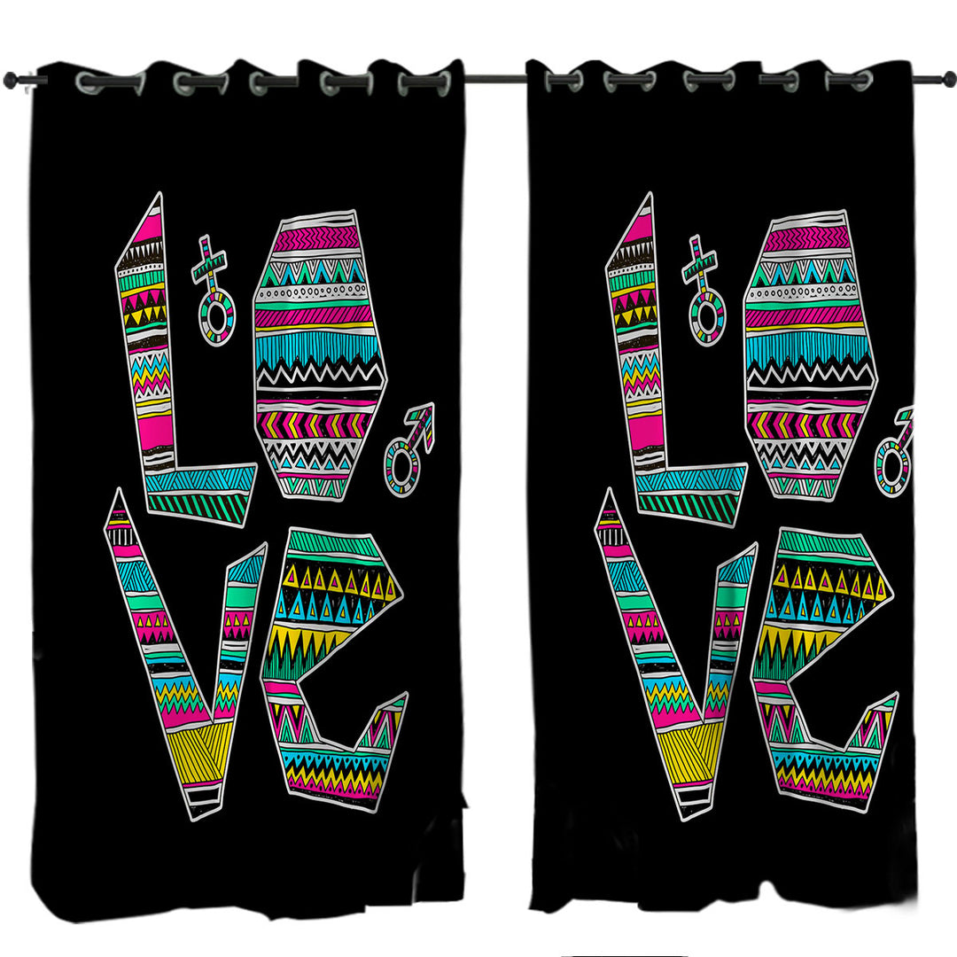 Love Multi Colored Pattern Curtains for Living Room