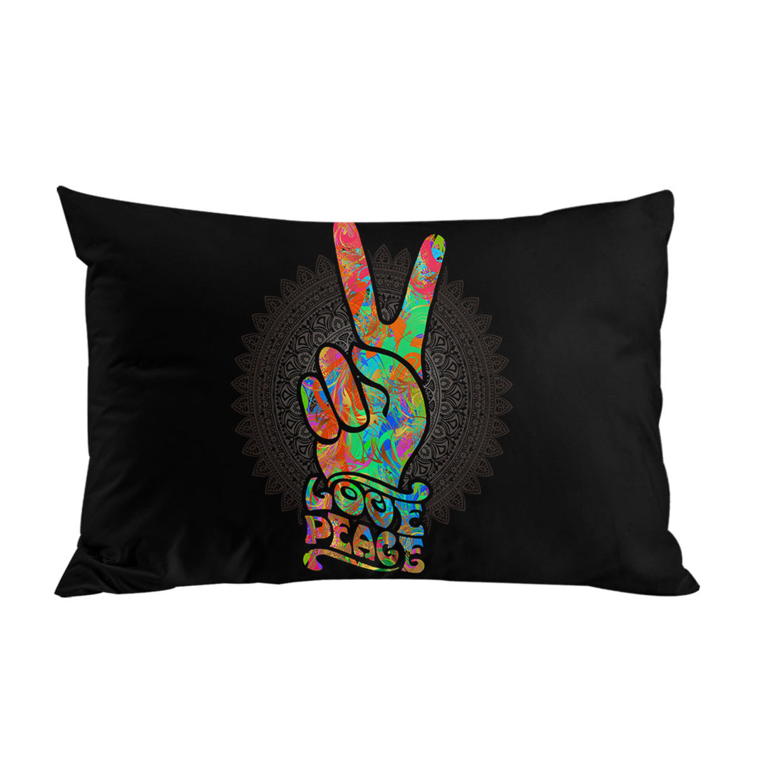 Love Peace over Dark Mandala Pillowcase