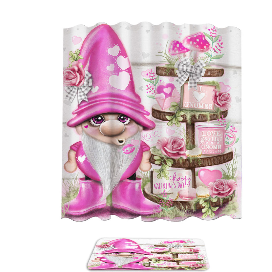 Love Shower Curtains Pink Valentine Lil Gnome
