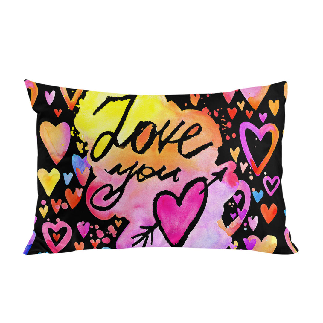 Love You Colorful Hearts Pillowcase