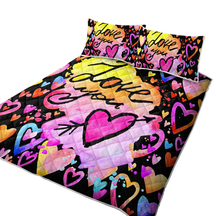 Love You Colorful Hearts Quilts