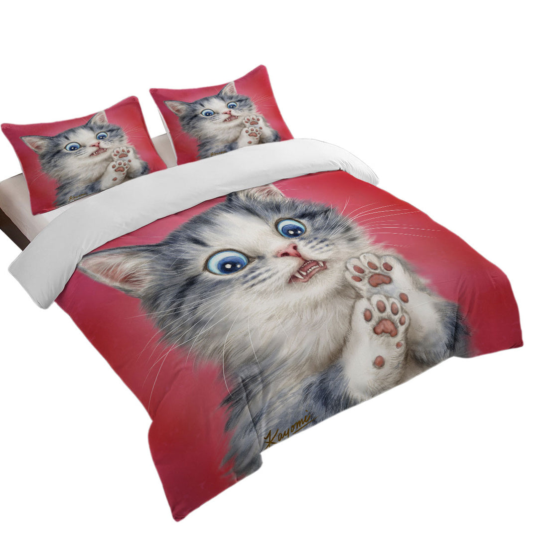 Lovely Baby Blue Eyes Scared Cat Bed Covers