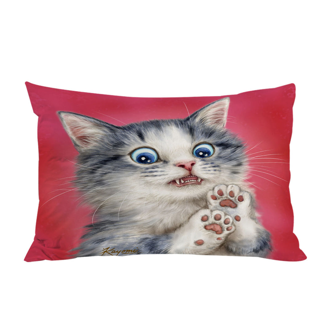 Lovely Baby Blue Eyes Scared Cat Pillowcase