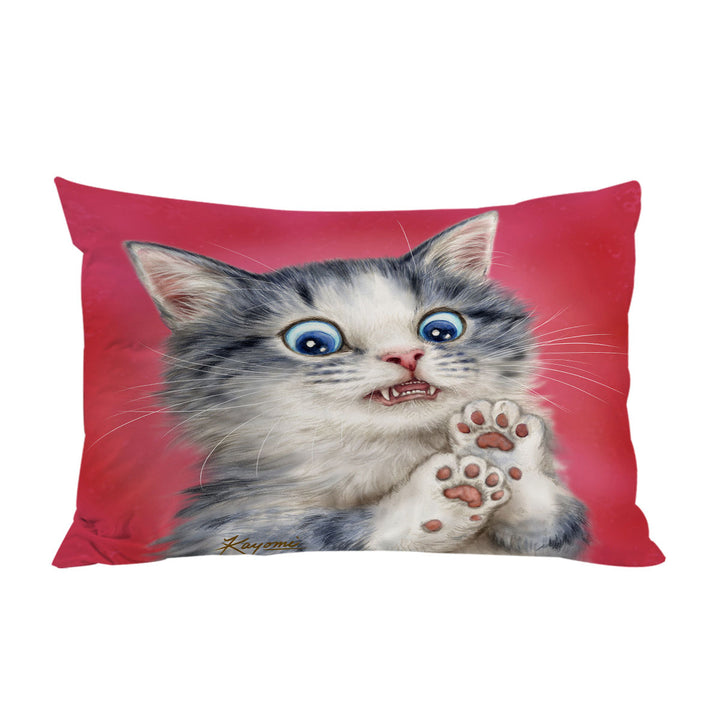 Lovely Baby Blue Eyes Scared Cat Pillowcase