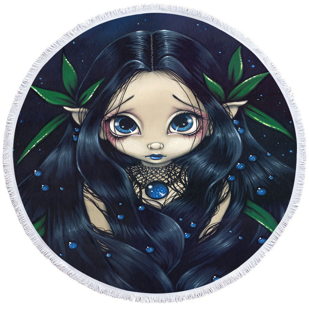 Lovely Beach Towels is the Night Dark Raven Hair Elf Fairy