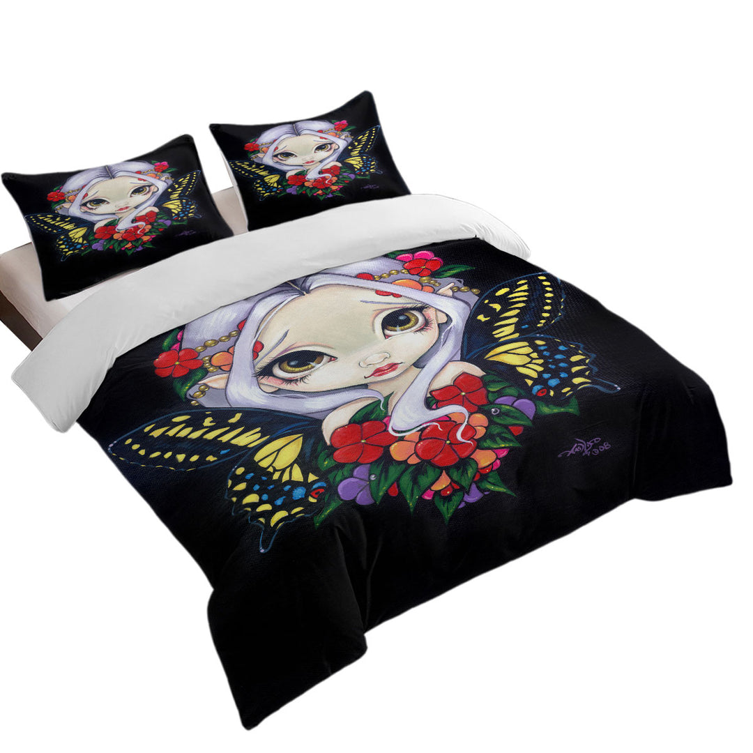 Lovely Big Eyed Fairy and Flowers Impatiens Fairy Twin Duvet Covers