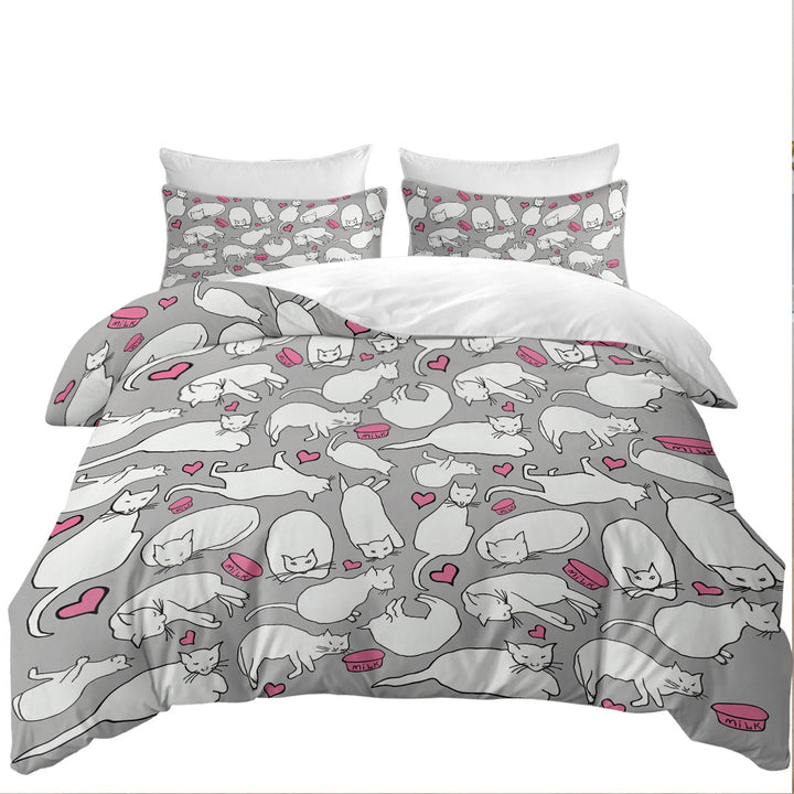 Lovely Cats Drawings Duvet Cover