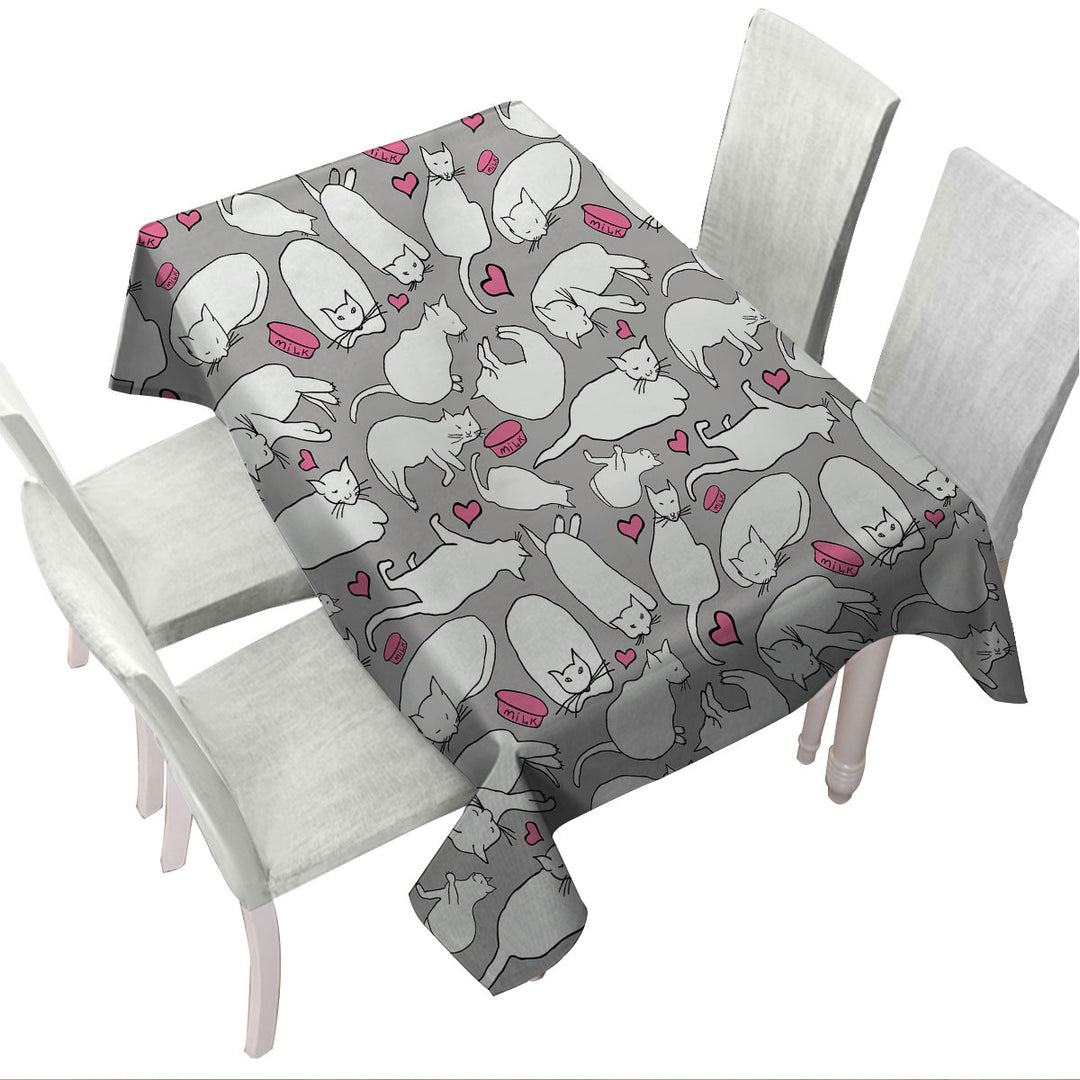 Lovely Cats Drawings Tablecloth