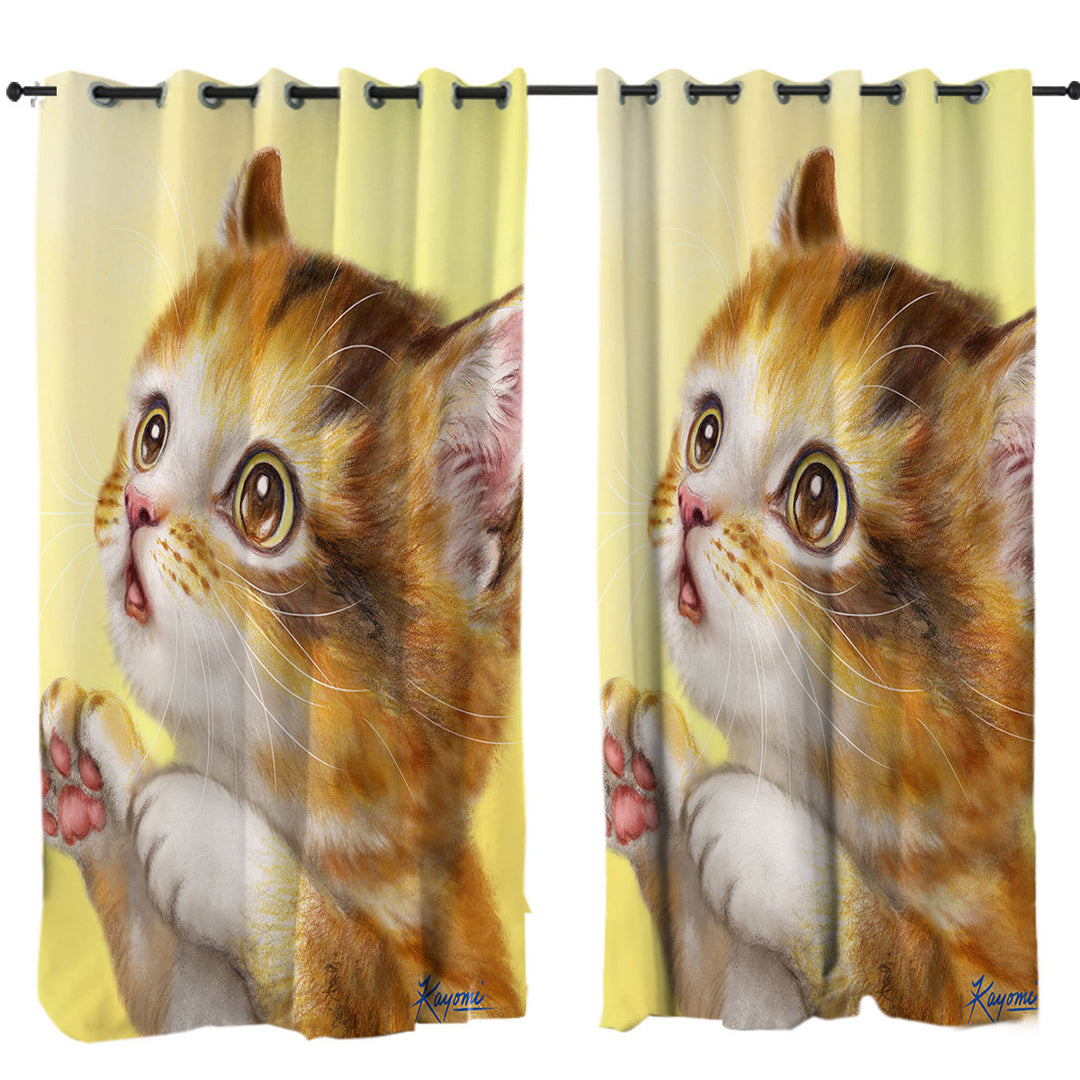 Lovely Cats Painting Curious Kitten Curtains