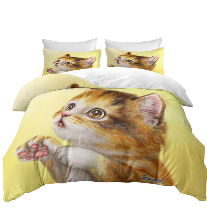 Lovely Cats Painting Curious Kitten Oversized King Duvet Cover