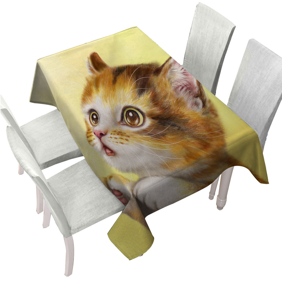 Lovely Cats Painting Curious Kitten Tablecloths
