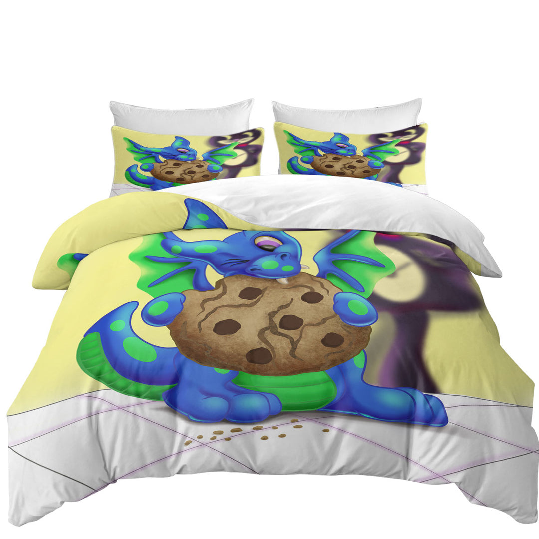 Lovely Dragon Eating a Cookie Duvet Cover