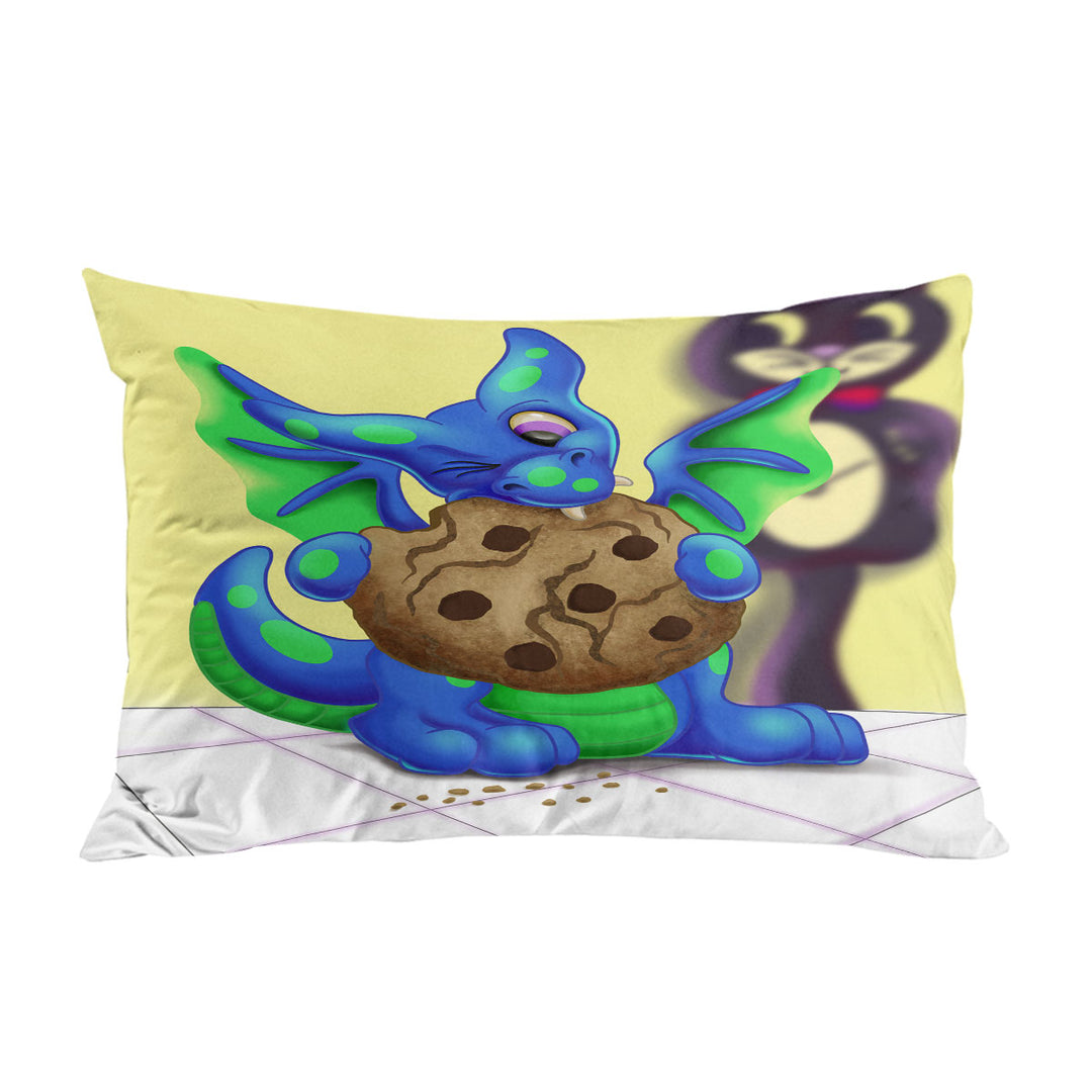 Lovely Dragon Eating a Cookie Pillowcases